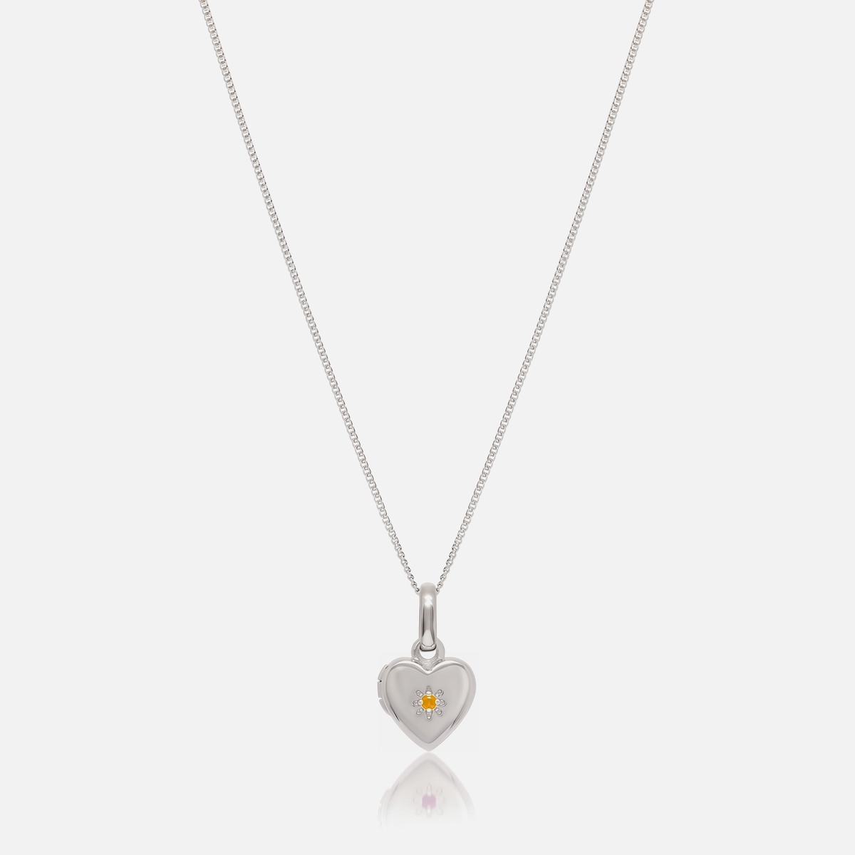 Birthstone Heart Locket Necklace in Silver with November Citrine birthstone – Jewelled Me