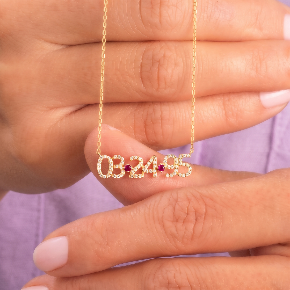 ICED Pave Custom Date Necklace (Horizontal)
