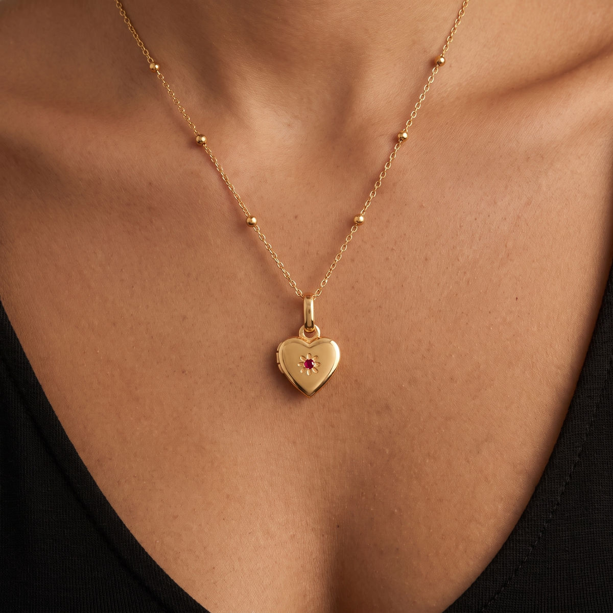 Birthstone Heart Locket Necklace – Jewelled Me