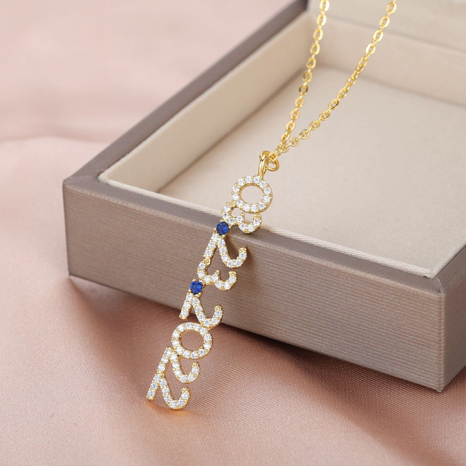 Pave Custom Date Necklace (Vertical) - Jewelled Me