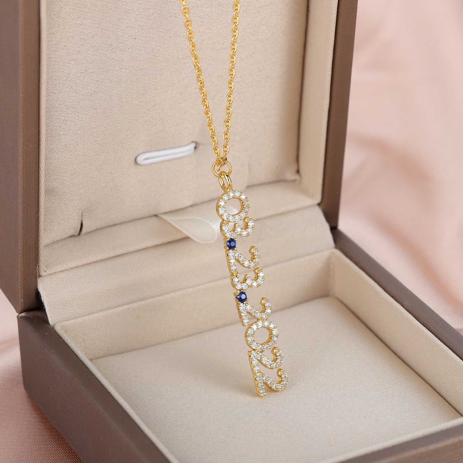 Pave Custom Date Necklace (Vertical) - Jewelled Me