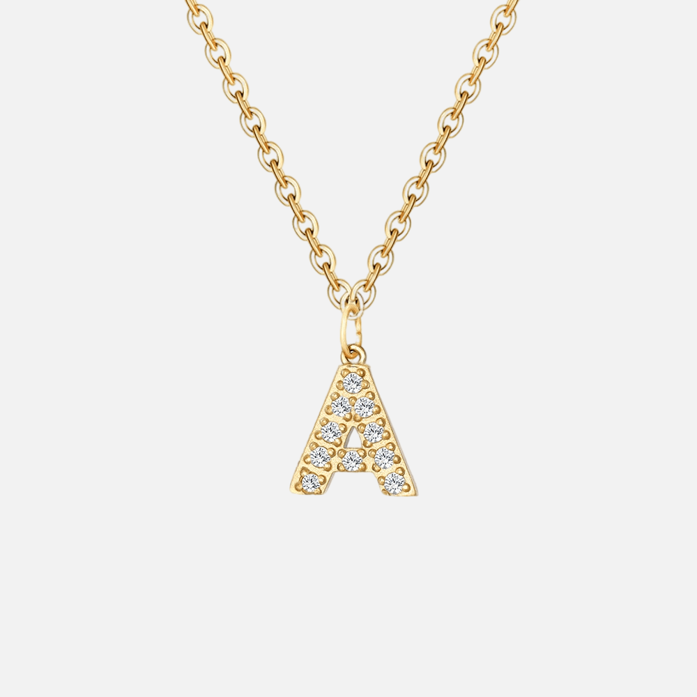 ICED Initial Necklace (14k Gold-Plated) - Jewelled Me