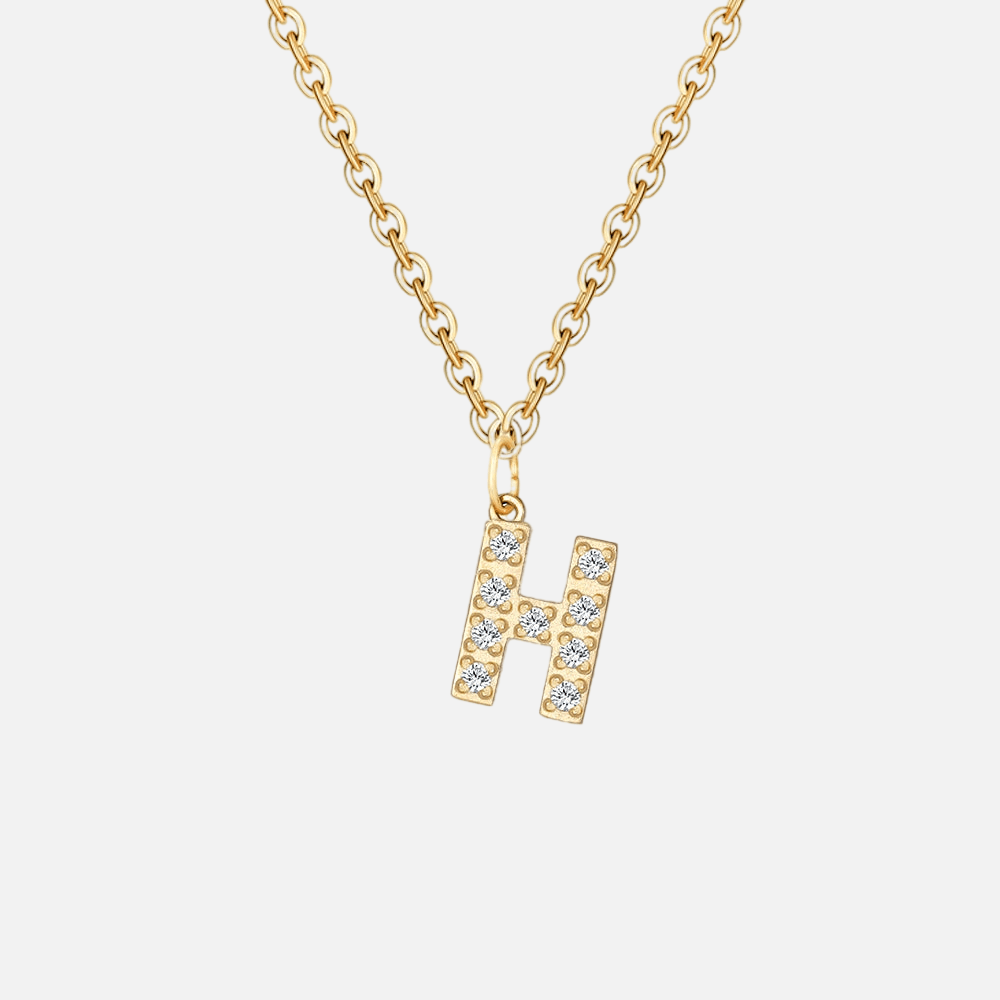 ICED Initial Necklace (14k Gold-Plated) - Jewelled Me