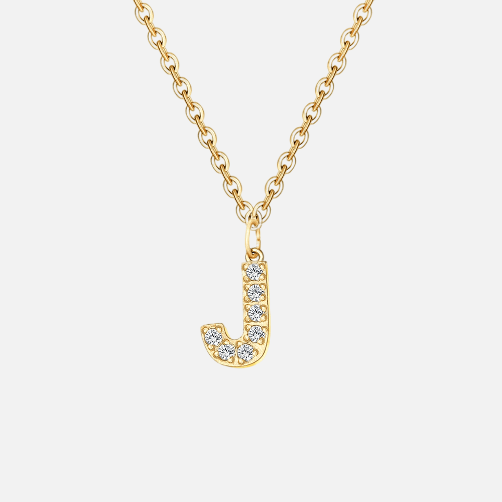 ICED Initial Necklace (14k Gold-Plated) - Jewelled Me