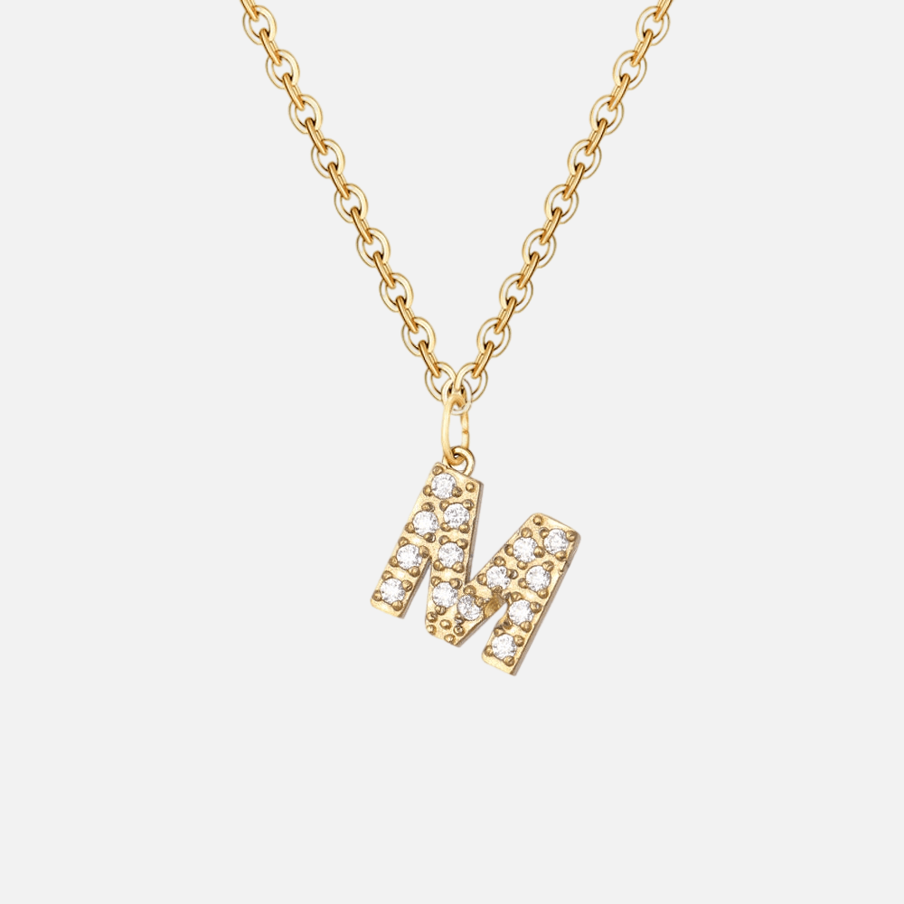 ICED Initial Necklace (14k Gold-Plated) - Jewelled Me