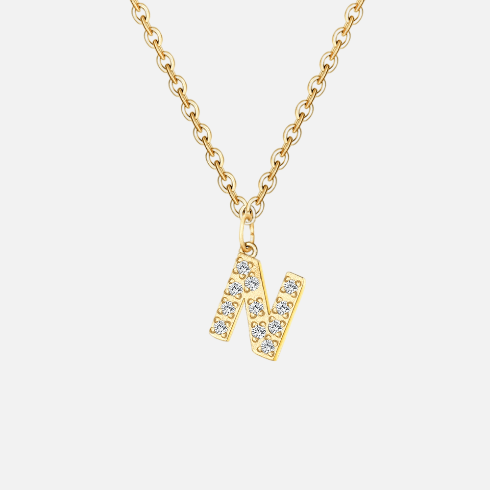 ICED Initial Necklace (14k Gold-Plated) - Jewelled Me
