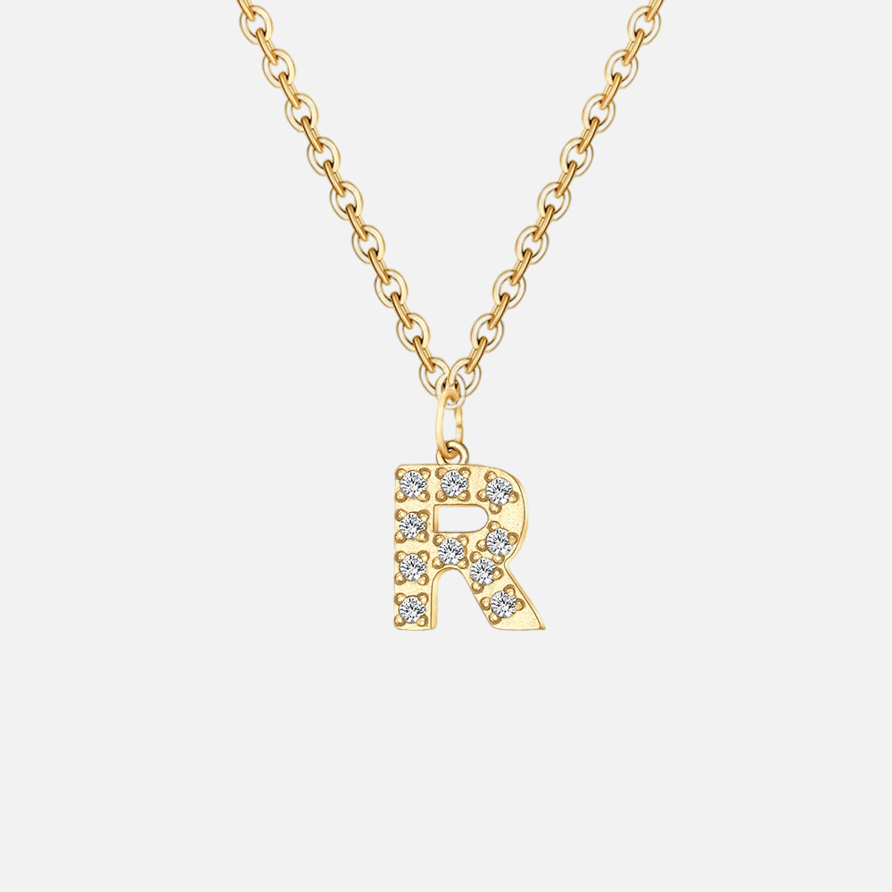 ICED Initial Necklace (14k Gold-Plated) - Jewelled Me