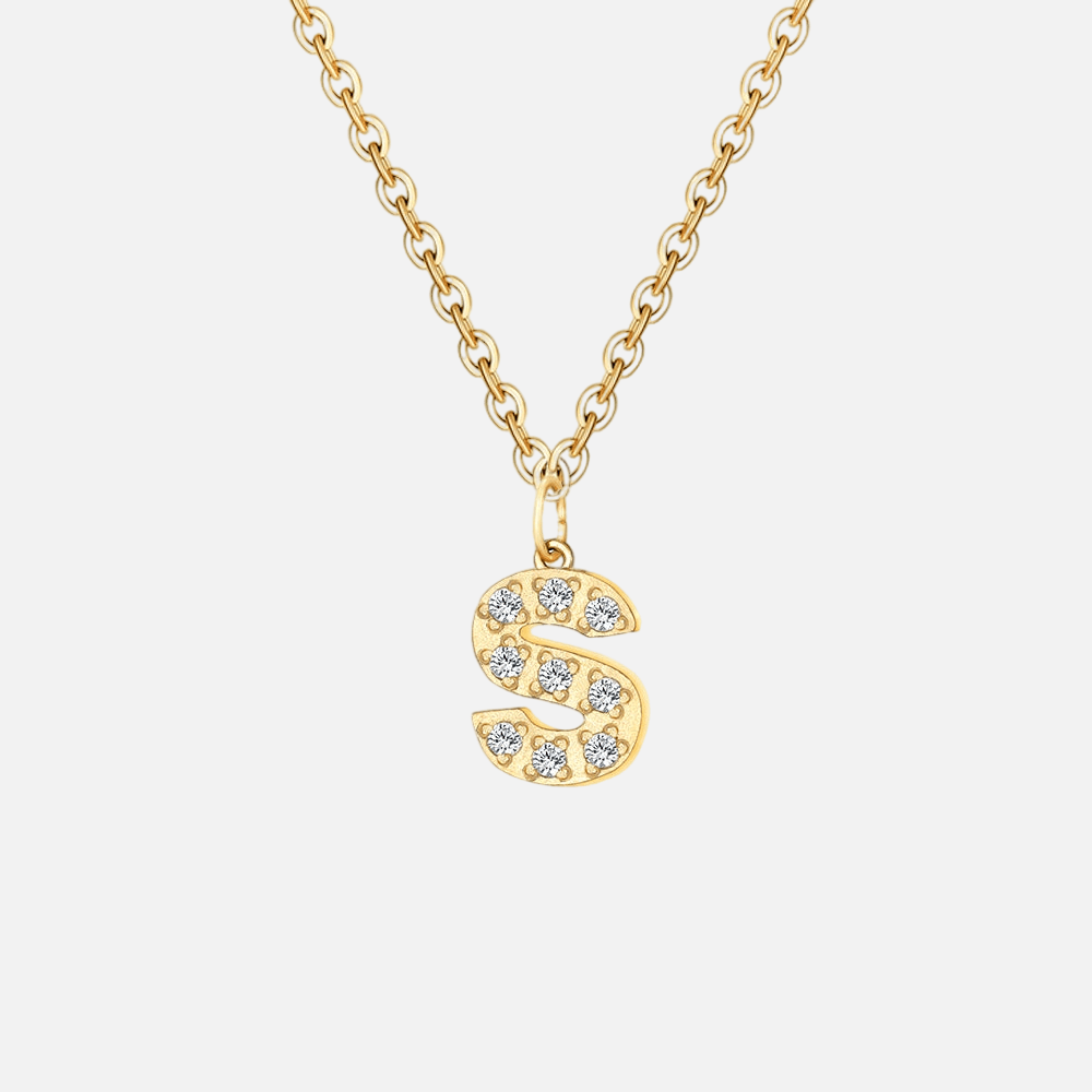 ICED Initial Necklace (14k Gold-Plated) - Jewelled Me