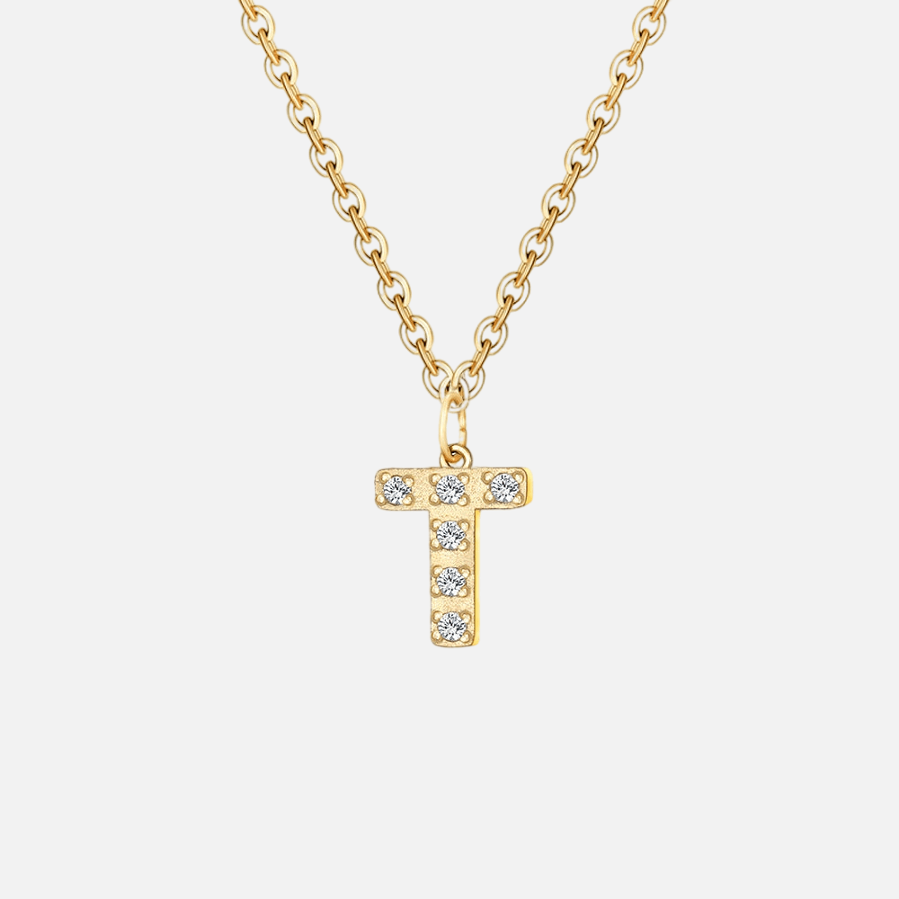 ICED Initial Necklace (14k Gold-Plated) - Jewelled Me