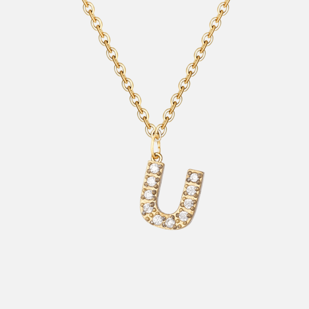 ICED Initial Necklace (14k Gold-Plated) - Jewelled Me