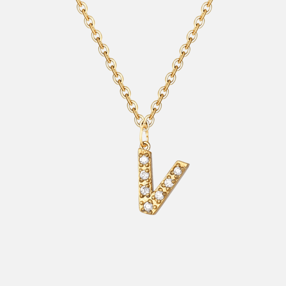 ICED Initial Necklace (14k Gold-Plated) - Jewelled Me
