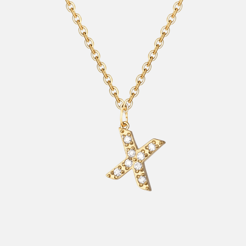 ICED Initial Necklace (14k Gold-Plated) - Jewelled Me