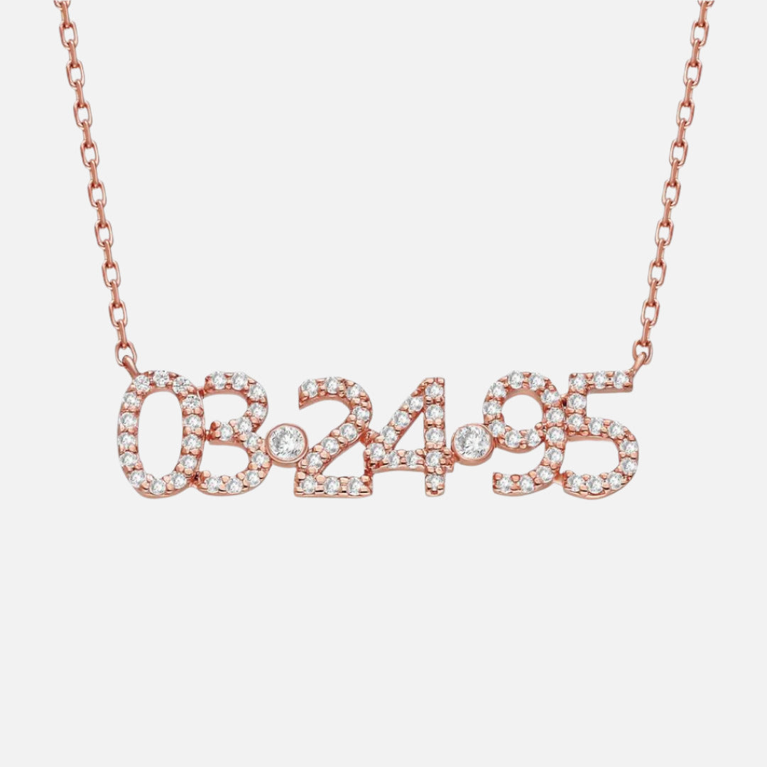 Pave Custom Date Necklace (Horizontal) - Jewelled Me