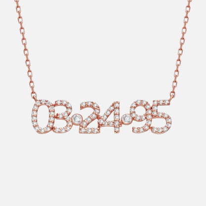 Pave Custom Date Necklace (Horizontal) - Jewelled Me