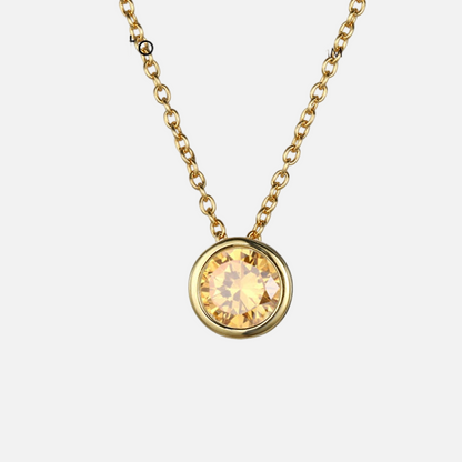 Bezel Birthstone Necklace (14k Gold Plated)