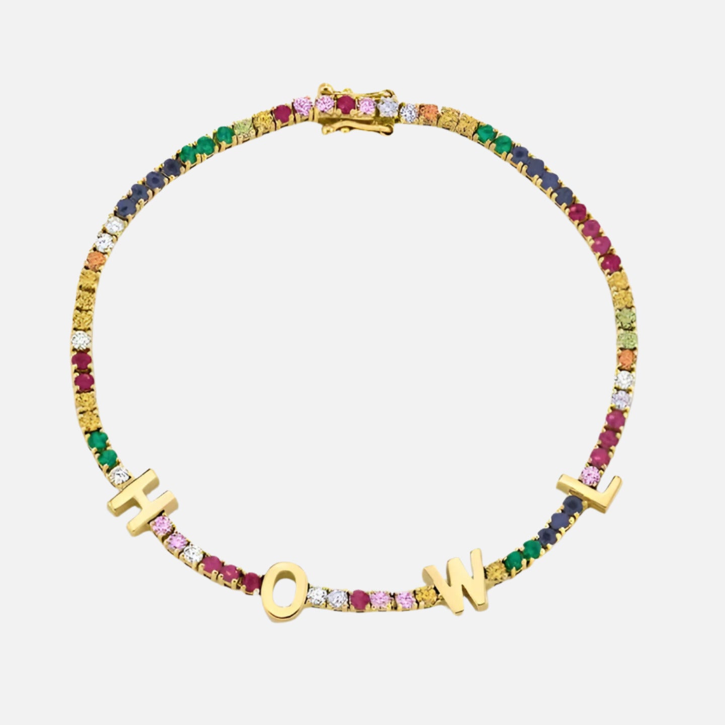 ICED Custom Name Tennis Rainbow Gem Bracelet - Jewelled Me