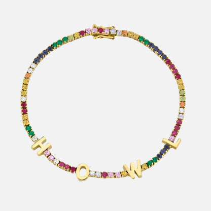 ICED Custom Name Tennis Rainbow Gem Bracelet - Jewelled Me