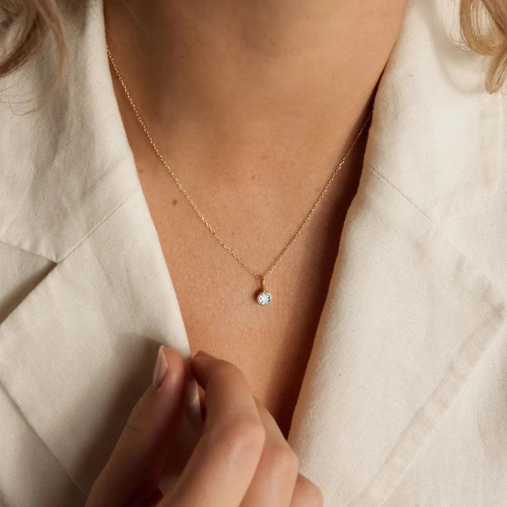 Suspended Birthstone Necklace (14k Gold-Plated) - Jewelled Me