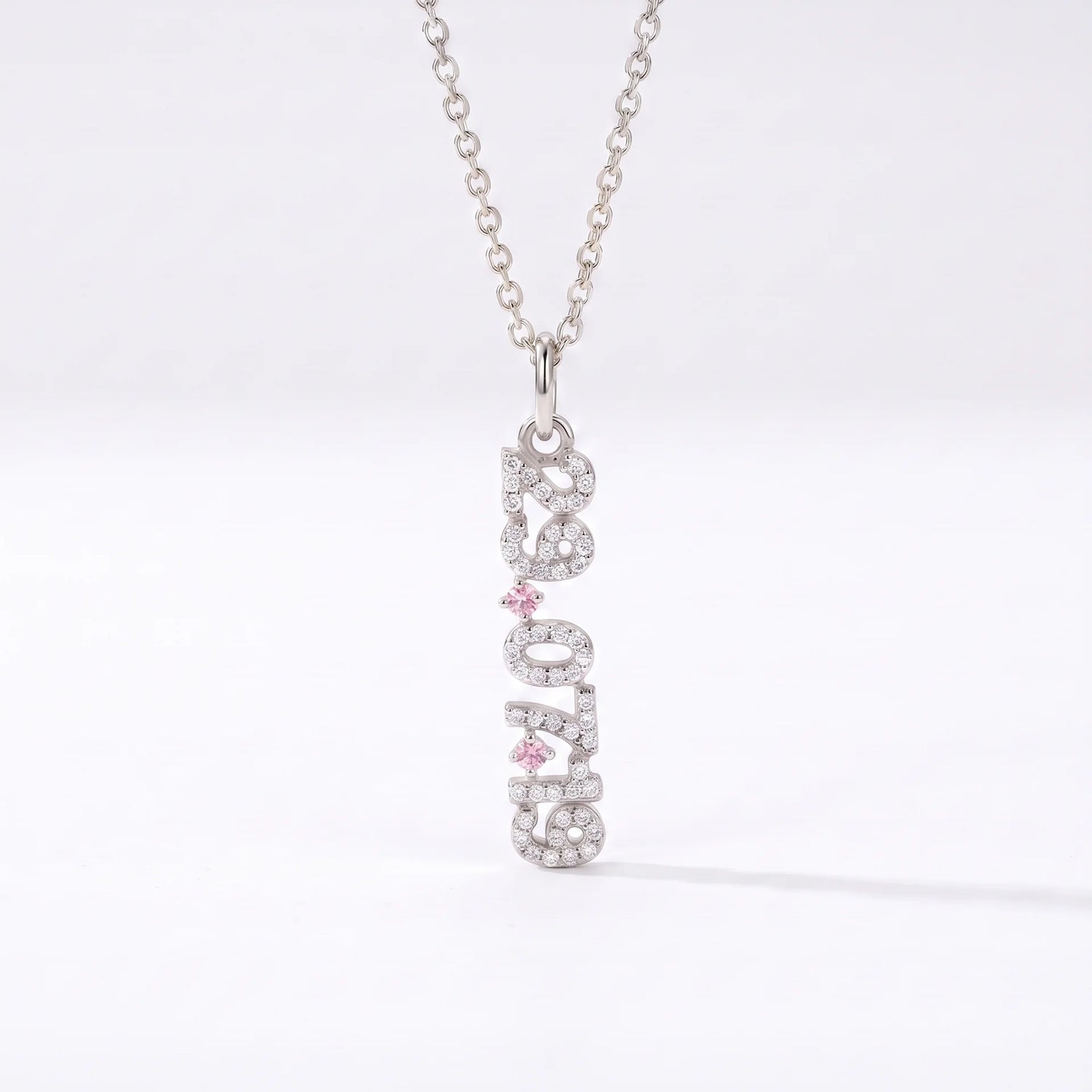 Mini Pave Date Necklace (Vertical)