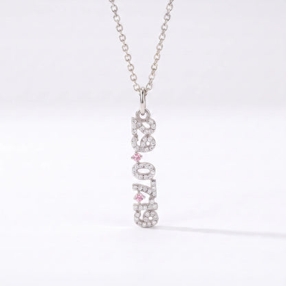 Mini Pave Date Necklace (Vertical)