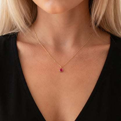 Suspended Birthstone Necklace (14k Gold-Plated)