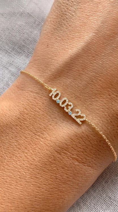 Mini Pave Custom Date Bracelet