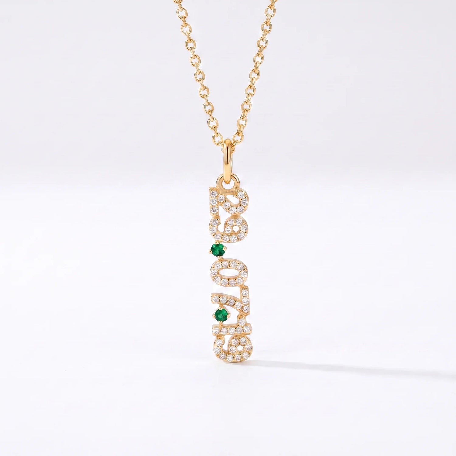 Mini Pave Date Necklace (Vertical)