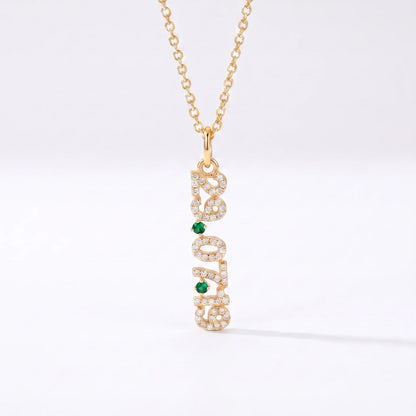 Mini Pave Date Necklace (Vertical)