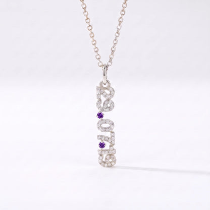 Mini Pave Date Necklace (Vertical)