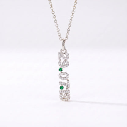 Mini Pave Date Necklace (Vertical)