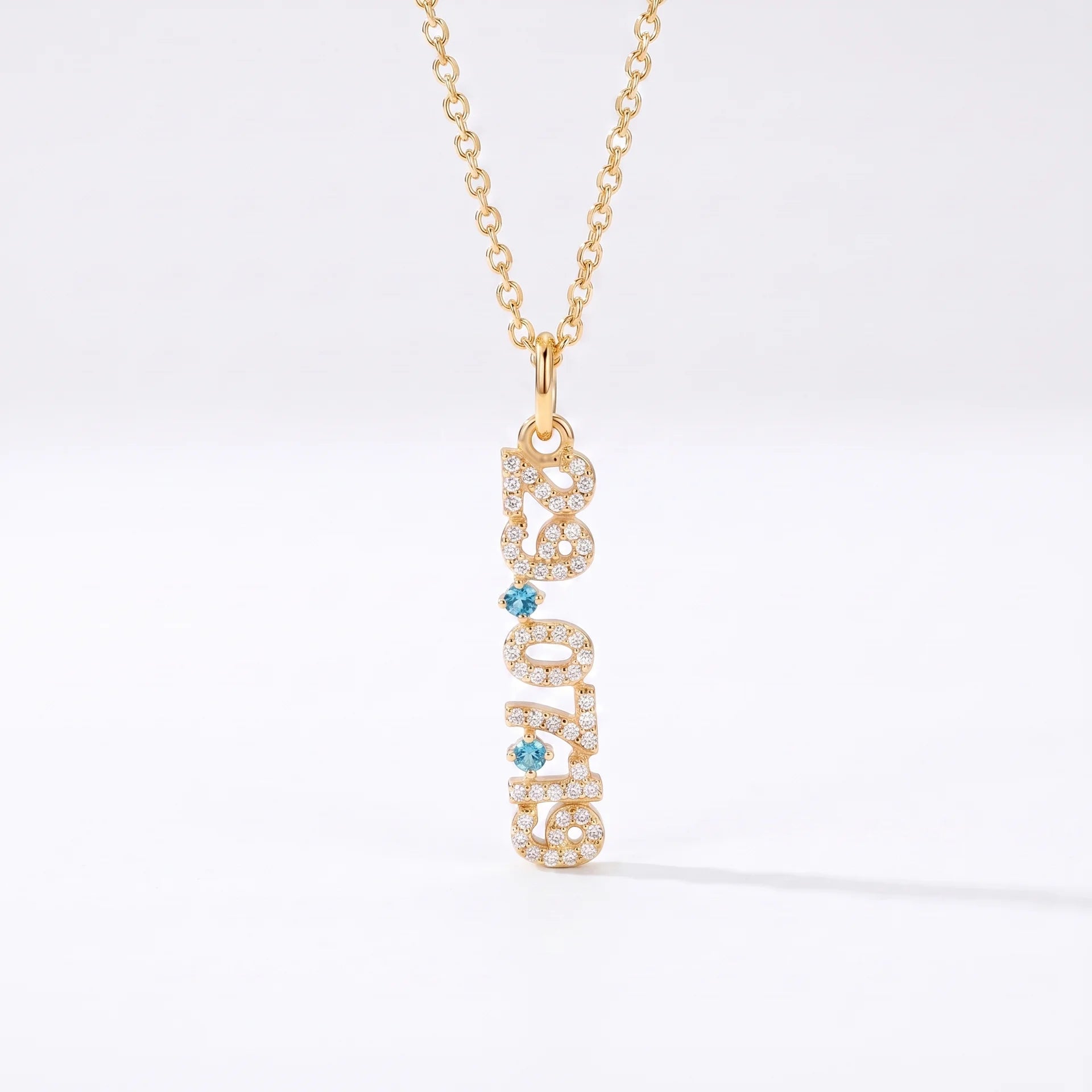 Mini Pave Date Necklace (Vertical)