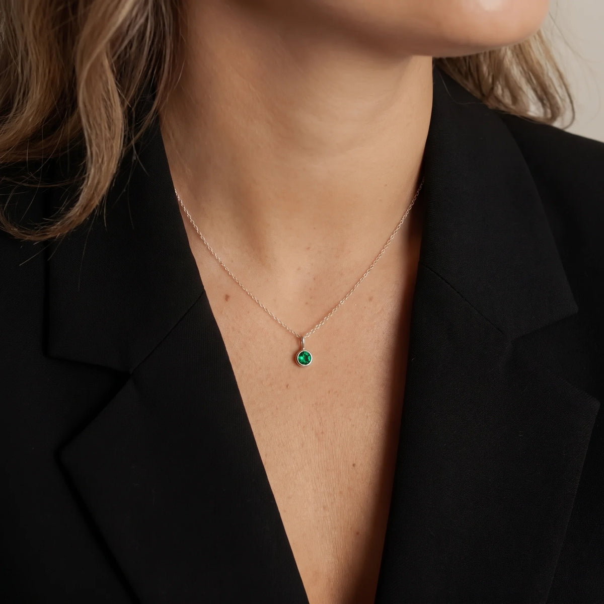 Suspended Birthstone Necklace (14k Gold-Plated)