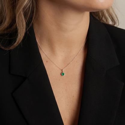 Suspended Birthstone Necklace (14k Gold-Plated)