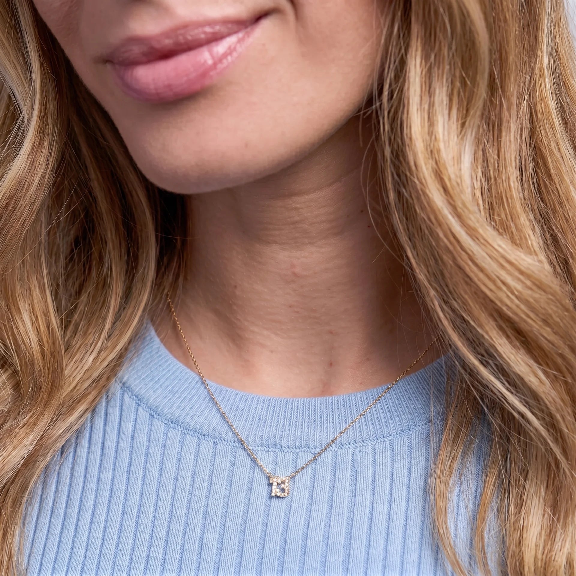 Mini Pave Custom Number Necklace - Jewelled Me