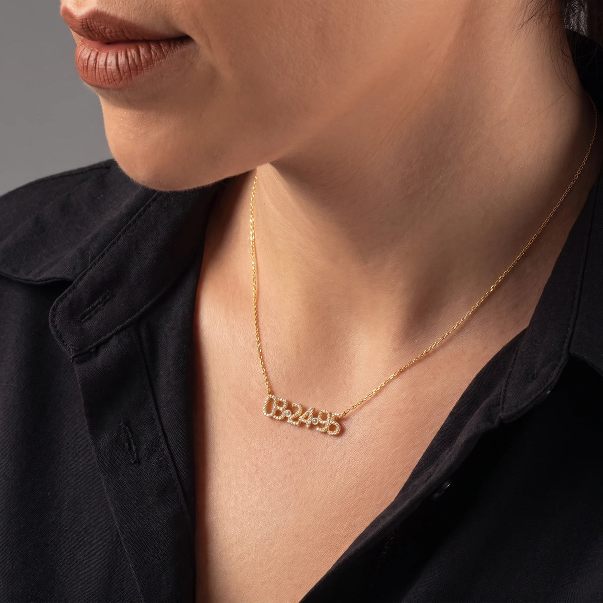 ICED Pave Custom Date Necklace (Horizontal)