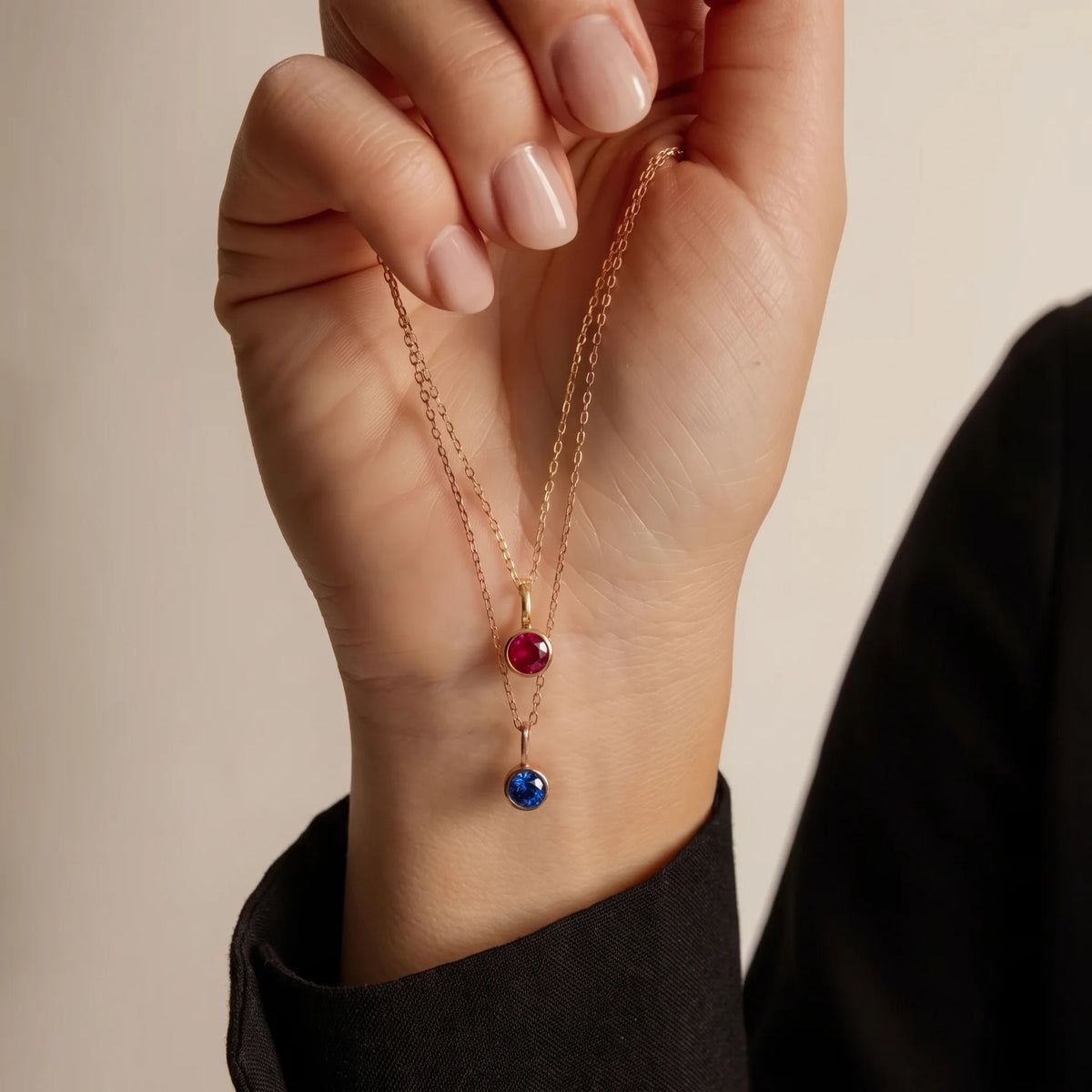 Suspended Birthstone Necklace (14k Gold-Plated)