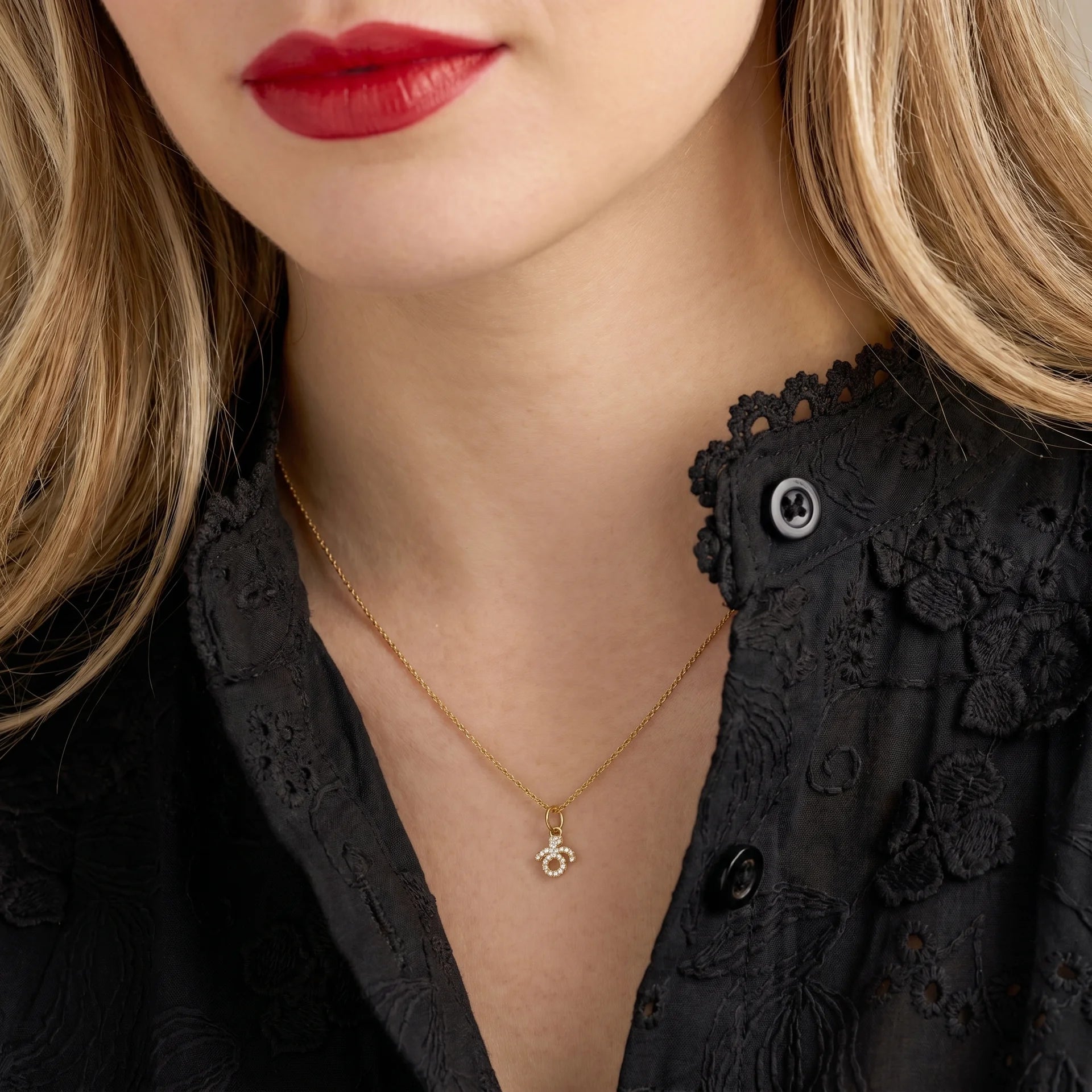 Mini Pave Custom Number Necklace - Jewelled Me