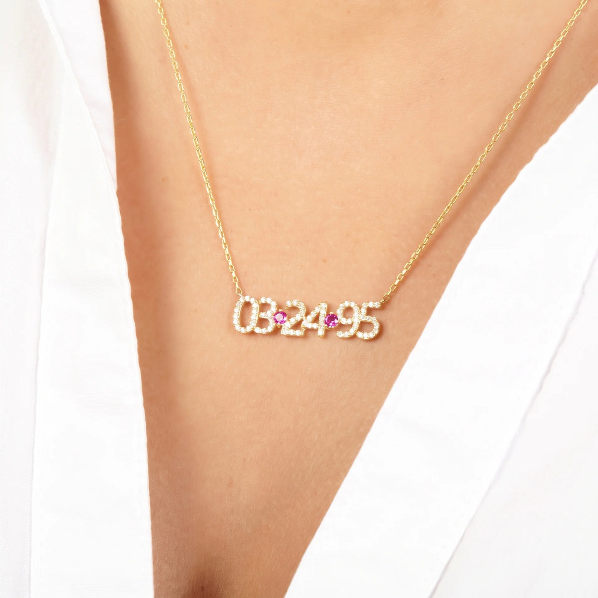 ICED Pave Custom Date Necklace (Horizontal)