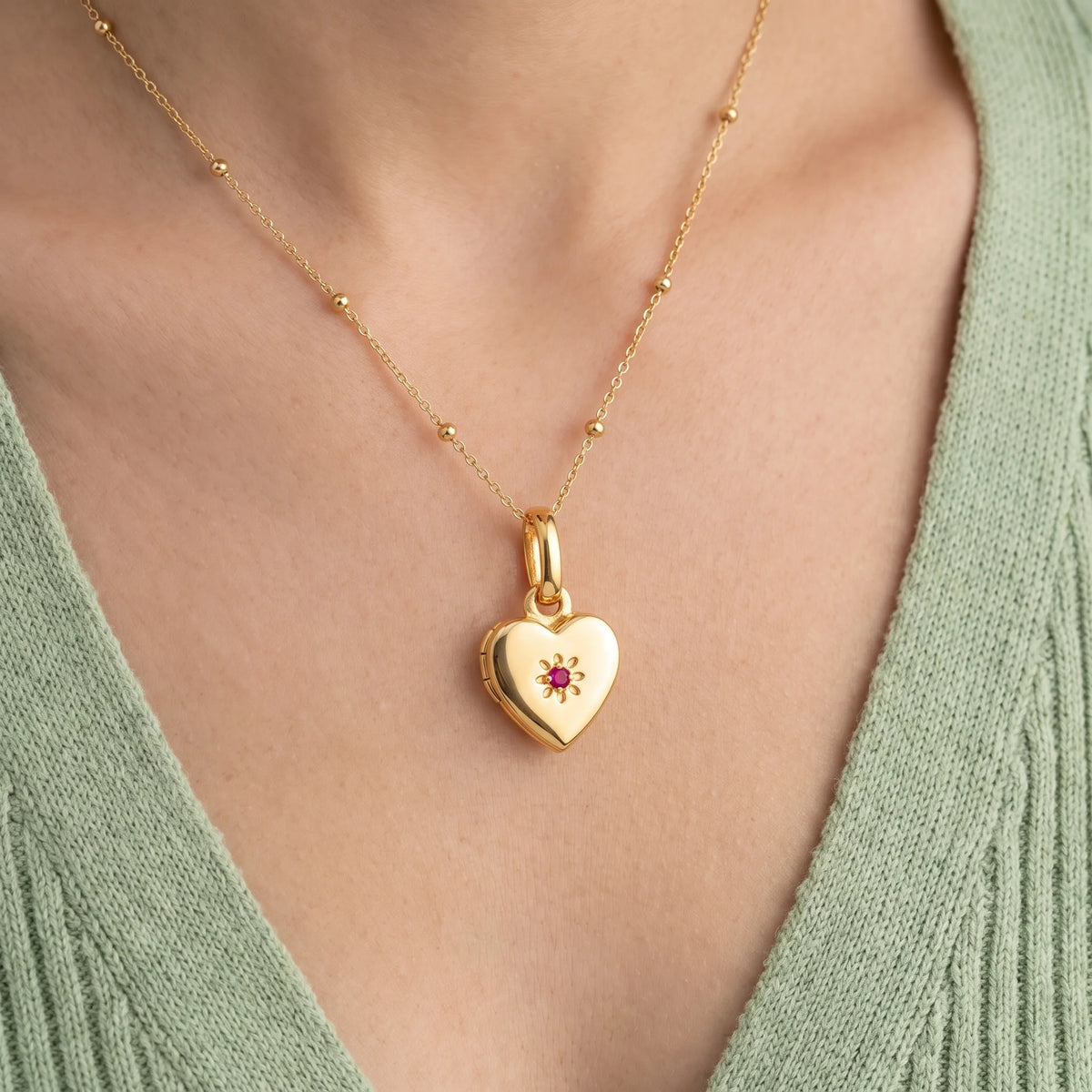 Birthstone Heart Locket Necklace – Jewelled Me
