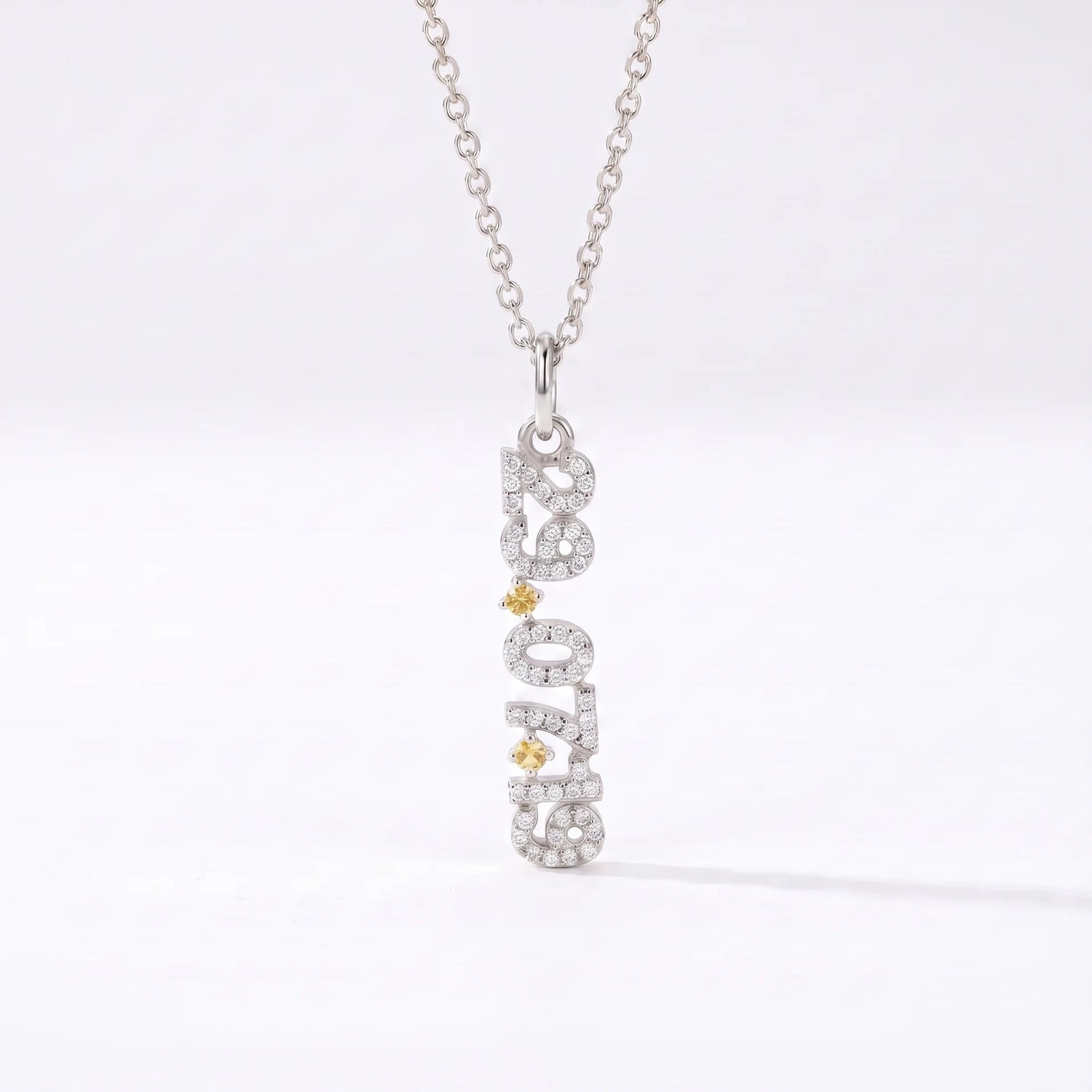 Mini Pave Date Necklace (Vertical)