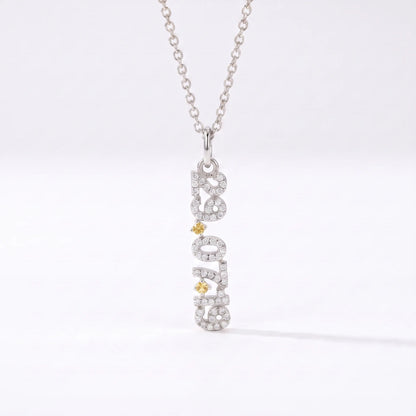 Mini Pave Date Necklace (Vertical)