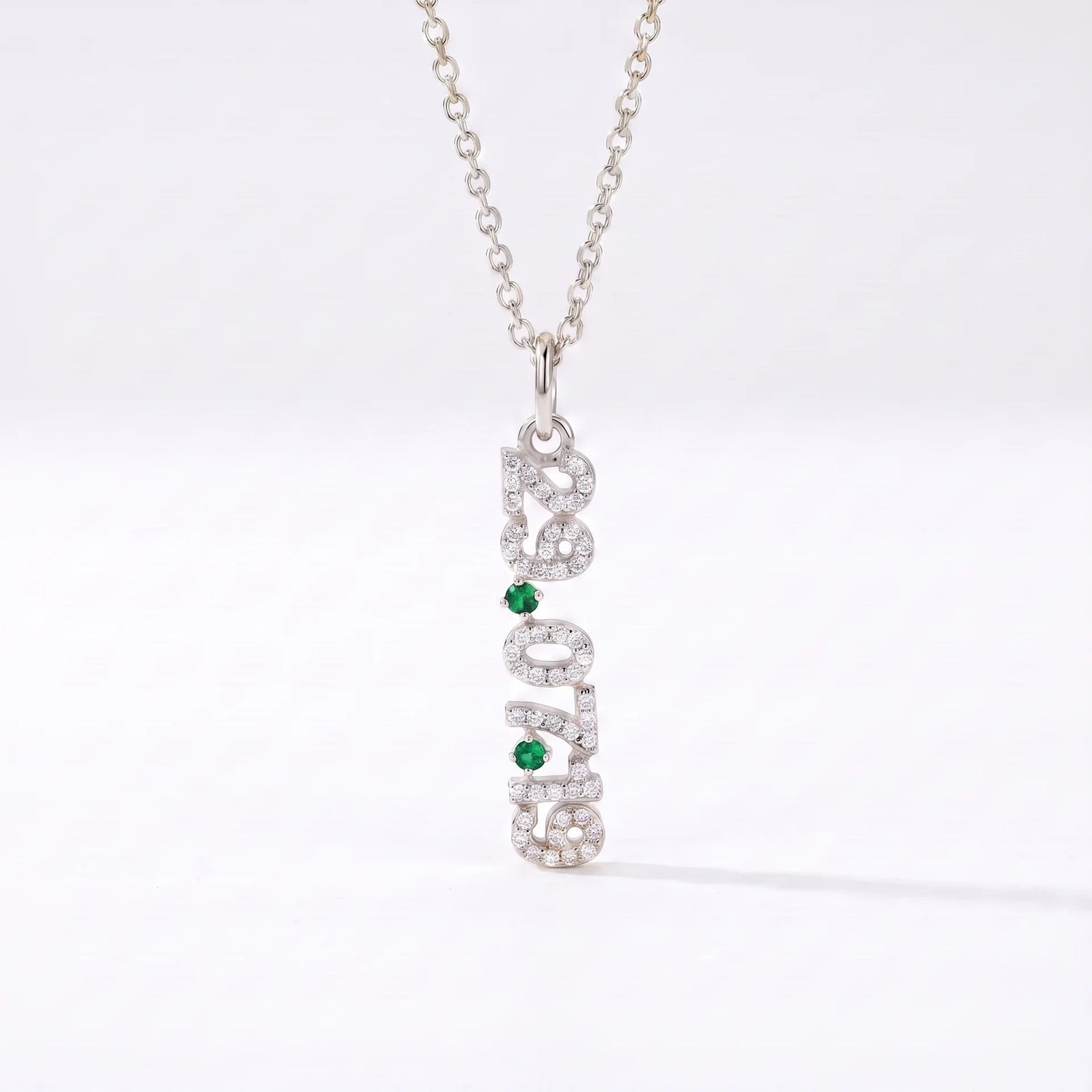 Mini Pave Date Necklace (Vertical)