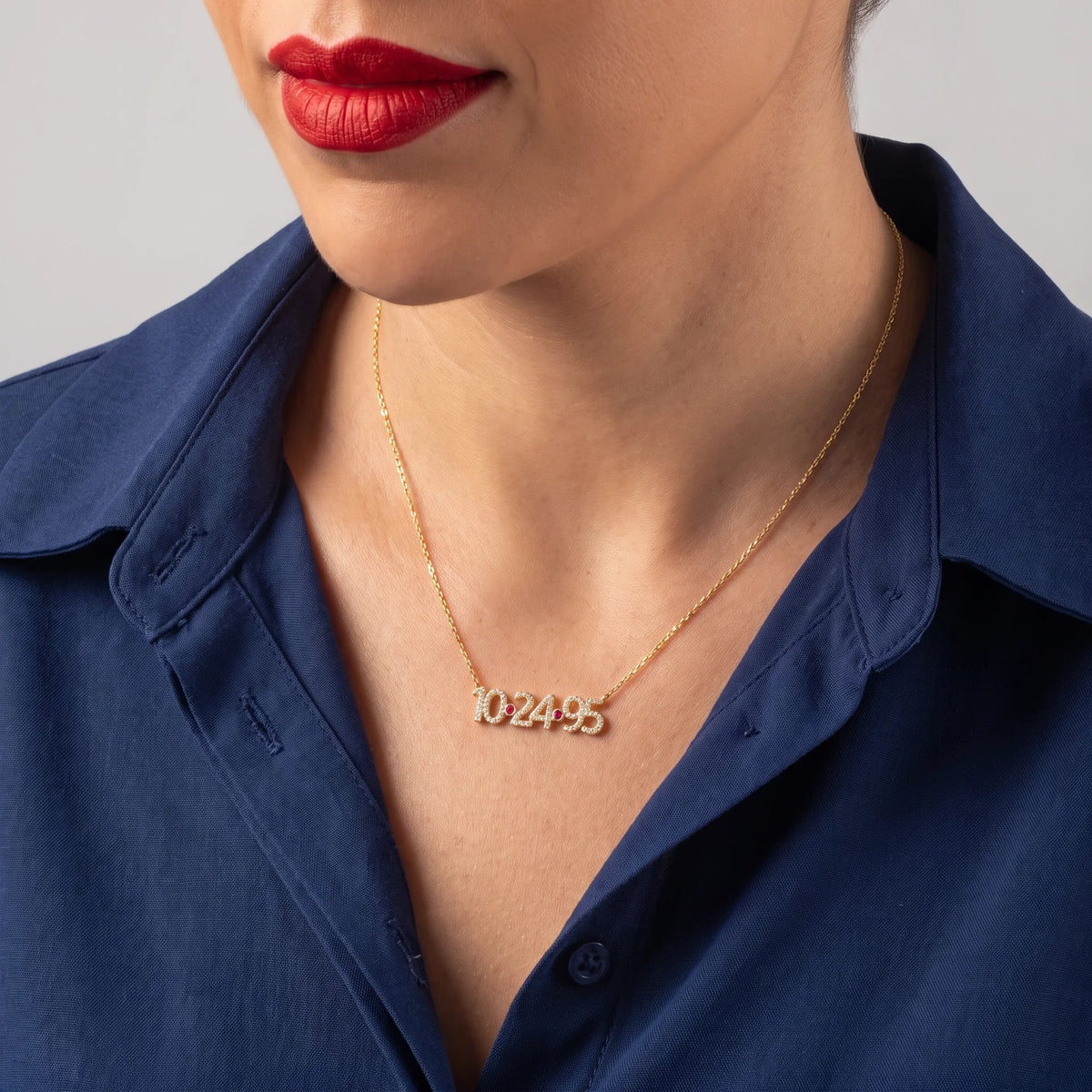 ICED Pave Custom Date Necklace (Horizontal)