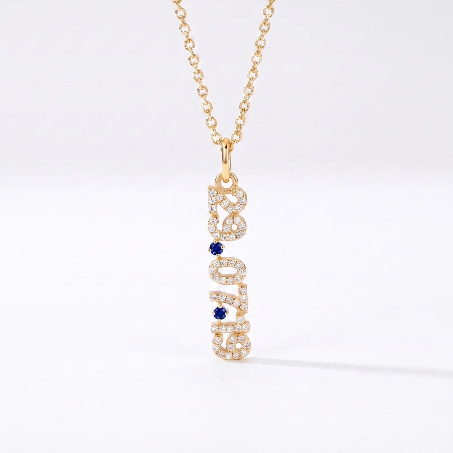 Mini Pave Date Necklace (Vertical)