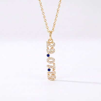 Mini Pave Date Necklace (Vertical)