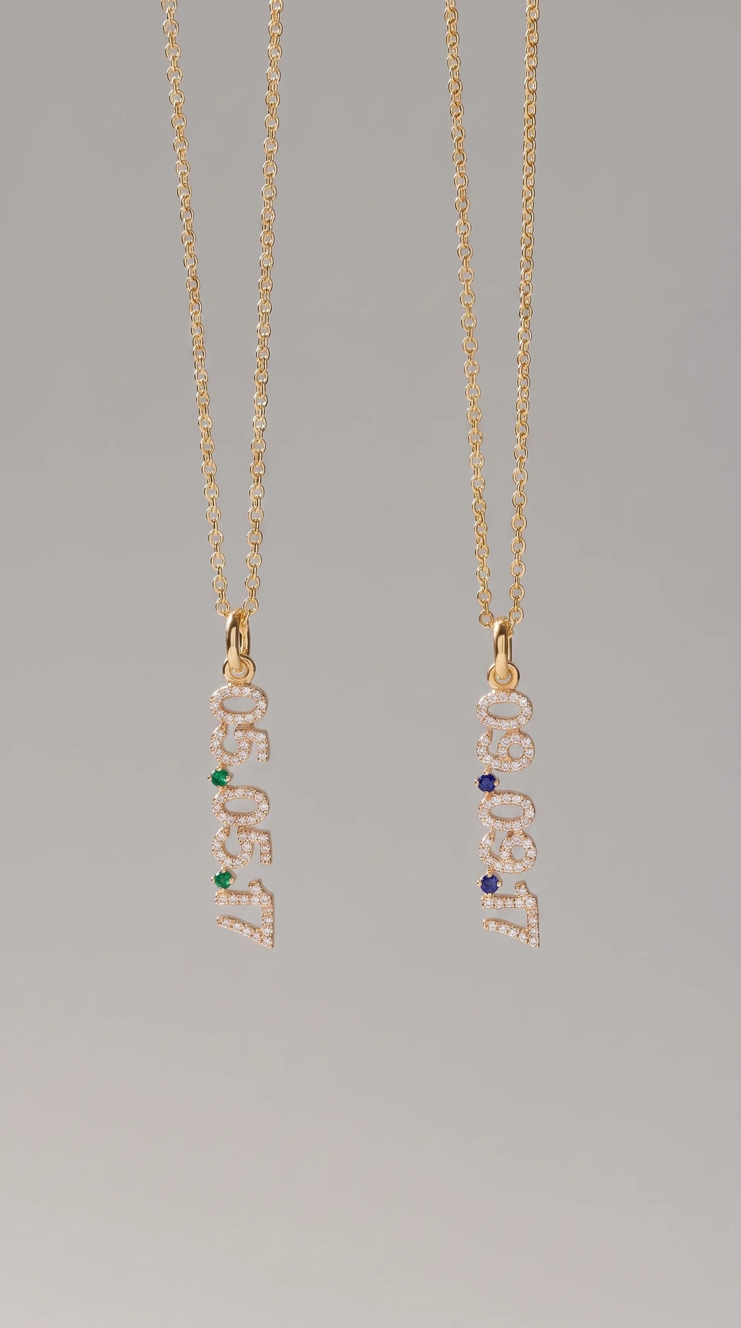 Mini Pave Date Necklace (Vertical)