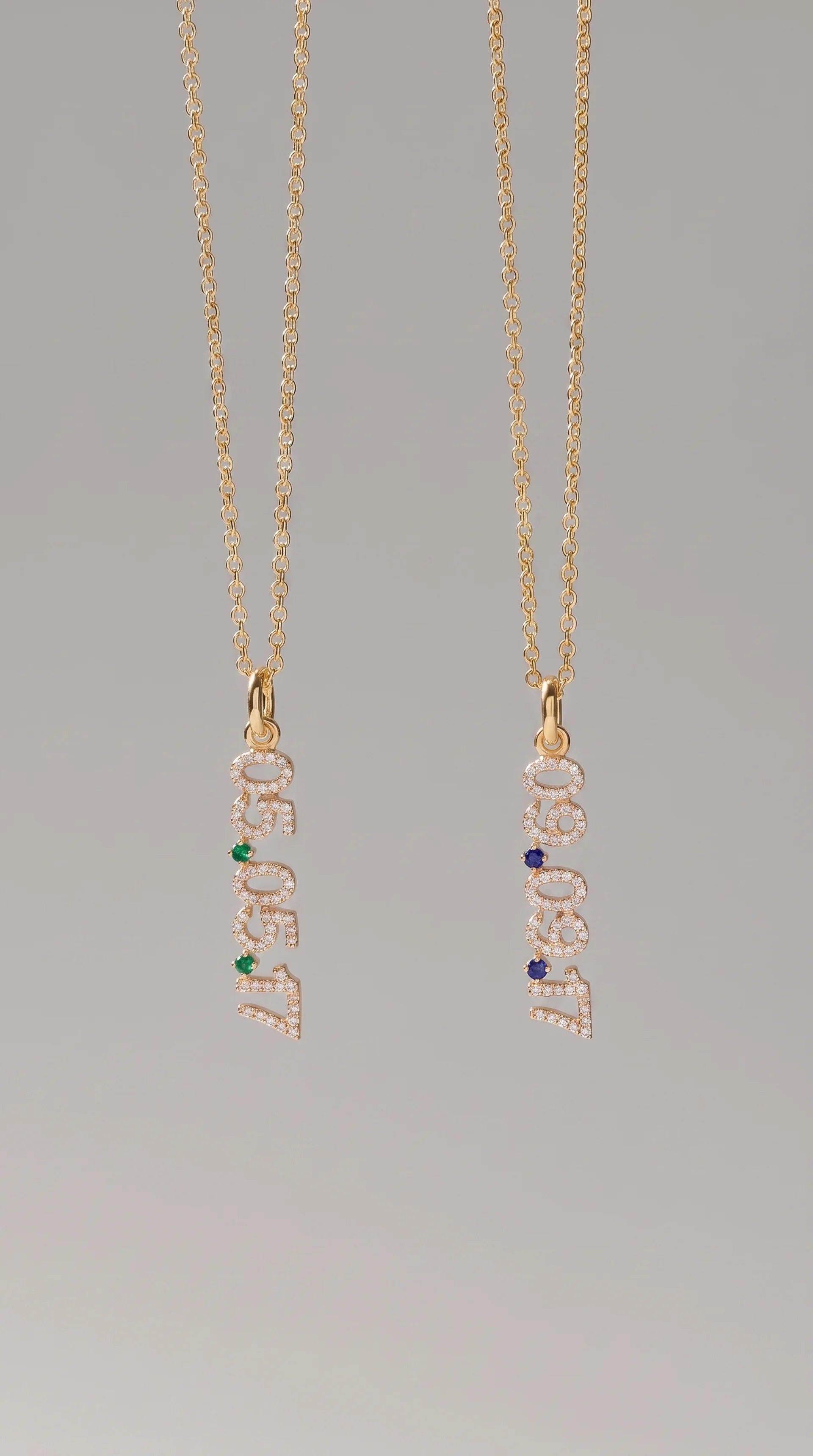 Mini Pave Date Necklace (Vertical)