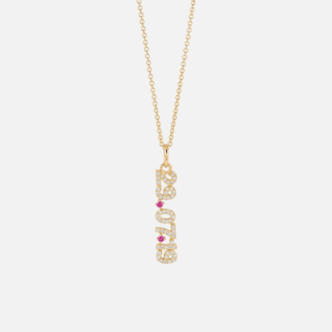 Mini Pave Date Necklace (Vertical)