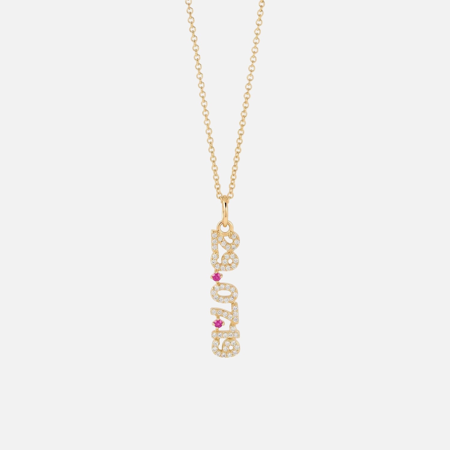 Mini Pave Date Necklace (Vertical)