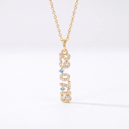 Mini Pave Date Necklace (Vertical)